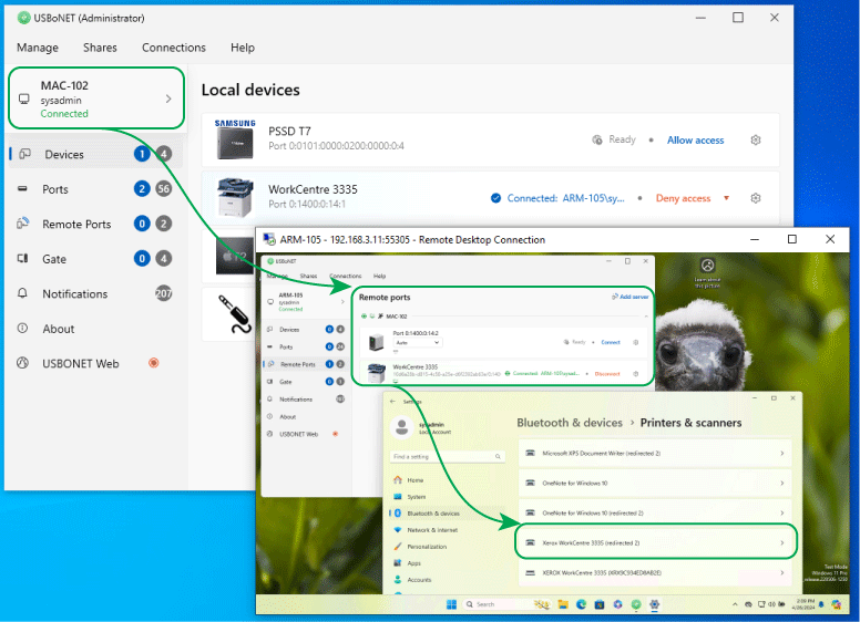 prinet over rdp third-party application