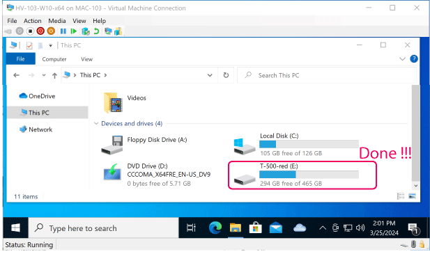 add USB disk to Hyper-V