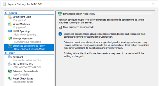 allow enhanced session mode hyper-v